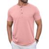 COOFANDY Men Casual Shirt Short Sleeve Summer Basic T Shirt Pocket Soild Tee Top(Pink)