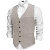 COOFANDY Men Casual Suit Vest Formal Dress Vest Slim Fit Waistcoat Business Wedding(Light Grey)