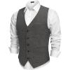 COOFANDY Men Casual Suit Vest Formal Dress Vest Slim Fit Waistcoat Business Wedding(Line Grey)