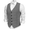 COOFANDY Men Casual Suit Vest Formal Dress Vest Slim Fit Waistcoat Business Wedding(Plaid Blazer- Dark Gray)
