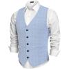 COOFANDY Men Casual Suit Vest Formal Dress Vest Slim Fit Waistcoat Business Wedding(Plaid Blazer- Sky Blue)