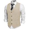COOFANDY Men Casual Suit Vest Formal Dress Vest Slim Fit Waistcoat Business Wedding(Tan)