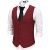 COOFANDY Men Casual Suit Vest Formal Dress Vest Slim Fit Waistcoat Business Wedding(Wine Red)