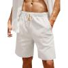 COOFANDY Men Casual Summer Beach Shorts Elastic Waist Drawstring Flat Front Short(1 White)