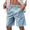 COOFANDY Men Casual Summer Beach Shorts Elastic Waist Drawstring Flat Front Short(A-light Blue)