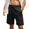 COOFANDY Men Casual Summer Beach Shorts Elastic Waist Drawstring Flat Front Short(Black)