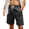 COOFANDY Men Casual Summer Beach Shorts Elastic Waist Drawstring Flat Front Short(Black Fish Bone)