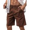 COOFANDY Men Casual Summer Beach Shorts Elastic Waist Drawstring Flat Front Short(Brown)