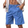 COOFANDY Men Casual Summer Beach Shorts Elastic Waist Drawstring Flat Front Short(Dark Blue)