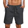 COOFANDY Men Casual Summer Beach Shorts Elastic Waist Drawstring Flat Front Short(Dark Grey)