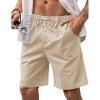 COOFANDY Men Casual Summer Beach Shorts Elastic Waist Drawstring Flat Front Short(Khaki)