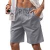 COOFANDY Men Casual Summer Beach Shorts Elastic Waist Drawstring Flat Front Short(Light Gray)