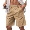 COOFANDY Men Casual Summer Beach Shorts Elastic Waist Drawstring Flat Front Short(Light Tan)