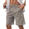 COOFANDY Men Casual Summer Beach Shorts Elastic Waist Drawstring Flat Front Short(Medium Gray)