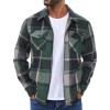COOFANDY Men Flannel Jackets Full Zip Up Plaid Shirt Shackets Cotton Lightweight Jackets Casual Stylish Fall Jackets 2024(Army Green)