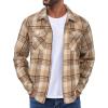 COOFANDY Men Flannel Jackets Full Zip Up Plaid Shirt Shackets Cotton Lightweight Jackets Casual Stylish Fall Jackets 2024(Khaki)