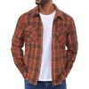 COOFANDY Men Flannel Jackets Full Zip Up Plaid Shirt Shackets Cotton Lightweight Jackets Casual Stylish Fall Jackets 2024(Orange)