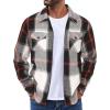 COOFANDY Men Flannel Jackets Full Zip Up Plaid Shirt Shackets Cotton Lightweight Jackets Casual Stylish Fall Jackets 2024(Orange/White)