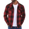 COOFANDY Men Flannel Jackets Full Zip Up Plaid Shirt Shackets Cotton Lightweight Jackets Casual Stylish Fall Jackets 2024(Red)