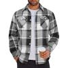 COOFANDY Men Flannel Shirt Casual Button Down Shirt Jacket Long Sleeve Plaid Shirts with Pockets(Black)