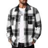 COOFANDY Men Flannel Shirt Casual Button Down Shirt Jacket Long Sleeve Plaid Shirts with Pockets(Black-block)