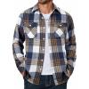 COOFANDY Men Flannel Shirt Casual Button Down Shirt Jacket Long Sleeve Plaid Shirts with Pockets(Blue Plaid)