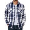 COOFANDY Men Flannel Shirt Casual Button Down Shirt Jacket Long Sleeve Plaid Shirts with Pockets(Blue White)