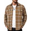 COOFANDY Men Flannel Shirt Casual Button Down Shirt Jacket Long Sleeve Plaid Shirts with Pockets(Brown White)