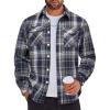 COOFANDY Men Flannel Shirt Casual Button Down Shirt Jacket Long Sleeve Plaid Shirts with Pockets(Dark Blue)