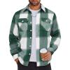COOFANDY Men Flannel Shirt Casual Button Down Shirt Jacket Long Sleeve Plaid Shirts with Pockets(Green)