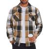 COOFANDY Men Flannel Shirt Casual Button Down Shirt Jacket Long Sleeve Plaid Shirts with Pockets(Khaki Gray)