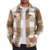 COOFANDY Men Flannel Shirt Casual Button Down Shirt Jacket Long Sleeve Plaid Shirts with Pockets(Light Khaki)
