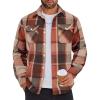 COOFANDY Men Flannel Shirt Casual Button Down Shirt Jacket Long Sleeve Plaid Shirts with Pockets(Orange)
