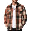 COOFANDY Men Flannel Shirt Casual Button Down Shirt Jacket Long Sleeve Plaid Shirts with Pockets(Orange Red)