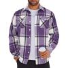 COOFANDY Men Flannel Shirt Casual Button Down Shirt Jacket Long Sleeve Plaid Shirts with Pockets(Purple)