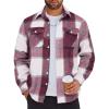 COOFANDY Men Flannel Shirt Casual Button Down Shirt Jacket Long Sleeve Plaid Shirts with Pockets(Red)