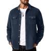 COOFANDY Men Flannel Shirt Casual Button Down Shirt Jacket Long Sleeve Plaid Shirts with Pockets(Solid Navy Blue)