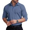COOFANDY Men Long Sleeve Button Down Shirts Muscle Fit Dress Shirts Slim Fit Knit Shirts Camp Collar Shirts(Denim Blue)