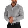 COOFANDY Men Long Sleeve Button Down Shirts Muscle Fit Dress Shirts Slim Fit Knit Shirts Camp Collar Shirts(Light Grey)