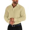 COOFANDY Men Long Sleeve Button Down Shirts Muscle Fit Dress Shirts Slim Fit Knit Shirts Camp Collar Shirts(Light Khaki)