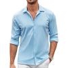 COOFANDY Men Long Sleeve Button Down Shirts Muscle Fit Dress Shirts Slim Fit Knit Shirts Camp Collar Shirts(Sky Blue)