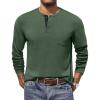 COOFANDY Men Long Sleeve Henley Shirs Casual Basic T Shirts Soild Button Tees with Pockets(Army Green)