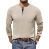 COOFANDY Men Long Sleeve Henley Shirs Casual Basic T Shirts Soild Button Tees with Pockets(Coffee)