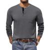 COOFANDY Men Long Sleeve Henley Shirs Casual Basic T Shirts Soild Button Tees with Pockets(Dark Grey)