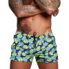 COOFANDY Men Swim Trunk with Compression Liner 2 in 1 Swimwear Bathing Suit Quick Dry Board Short(Green Monstera)