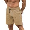 COOFANDY Men Swim Trunk with Compression Liner 2 in 1 Swimwear Bathing Suit Quick Dry Board Short(Khaki)