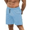 COOFANDY Men Swim Trunk with Compression Liner 2 in 1 Swimwear Bathing Suit Quick Dry Board Short(Light Blue)