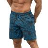 COOFANDY Men Swim Trunk with Compression Liner 2 in 1 Swimwear Bathing Suit Quick Dry Board Short(P Black Plam Leaf)