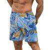 COOFANDY Men Swim Trunk with Compression Liner 2 in 1 Swimwear Bathing Suit Quick Dry Board Short(P Light Blue Leaves)