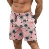 COOFANDY Men Swim Trunk with Compression Liner 2 in 1 Swimwear Bathing Suit Quick Dry Board Short(P Pink Coconut Tree)